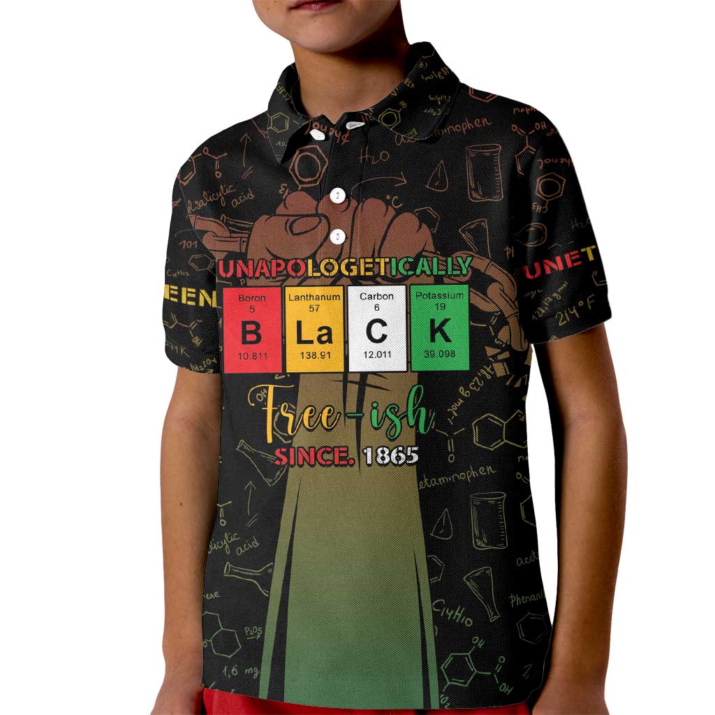 Juneteenth 1865 Kid Polo Shirt Unapologetically Black