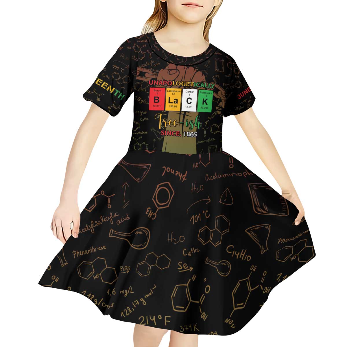 Juneteenth 1865 Kid Short Sleeve Dress Unapologetically Black