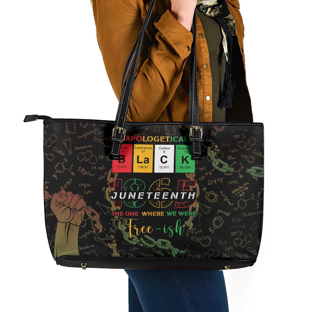 Juneteenth 1865 Leather Tote Bag Unapologetically Black