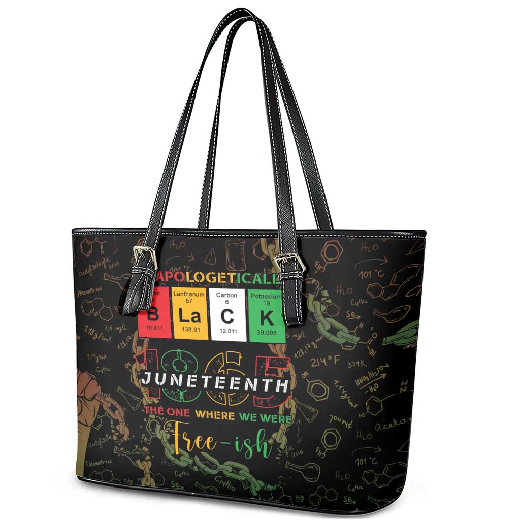 Juneteenth 1865 Leather Tote Bag Unapologetically Black
