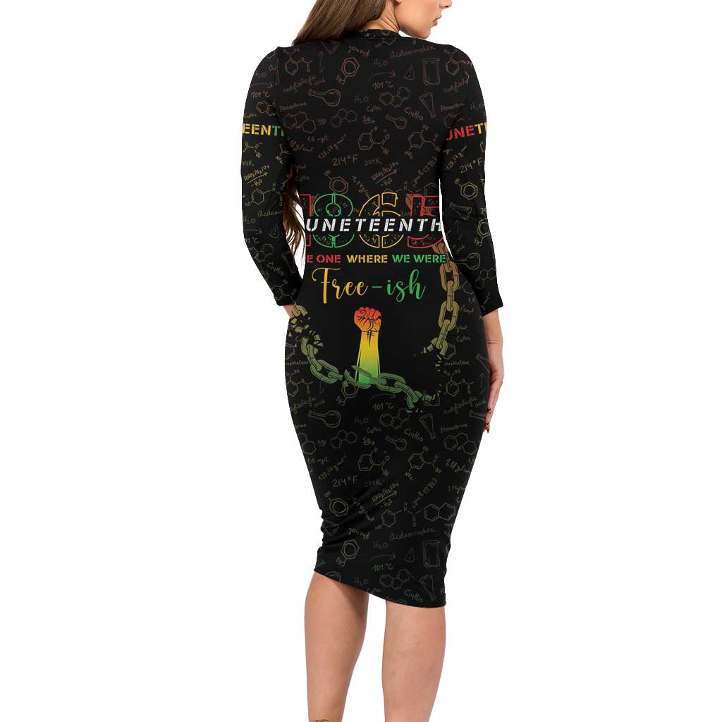 Juneteenth 1865 Long Sleeve Bodycon Dress Unapologetically Black