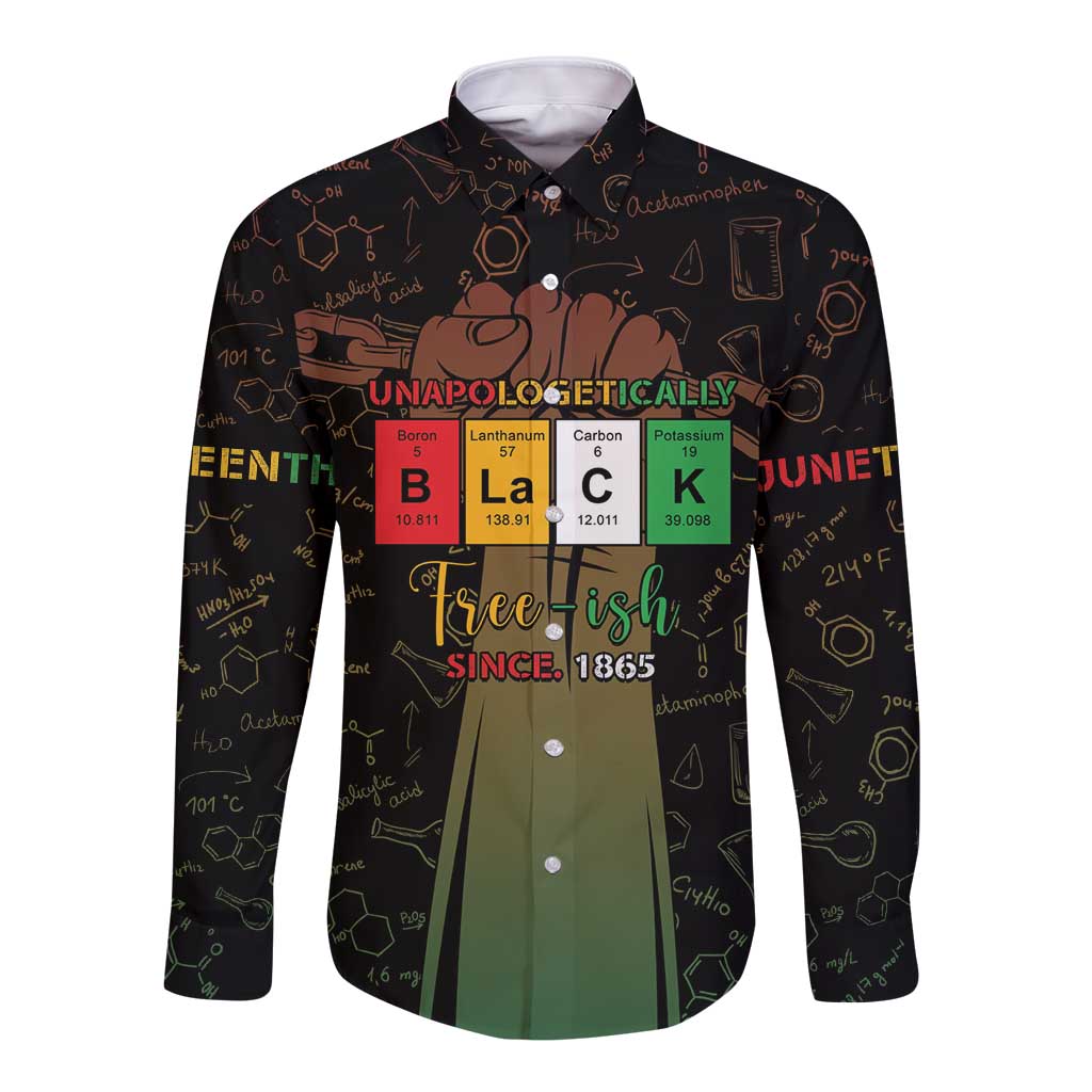 Juneteenth 1865 Long Sleeve Button Shirt Unapologetically Black