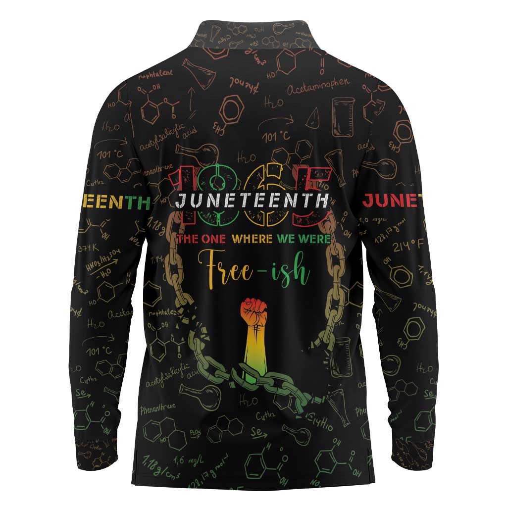 Juneteenth 1865 Long Sleeve Polo Shirt Unapologetically Black