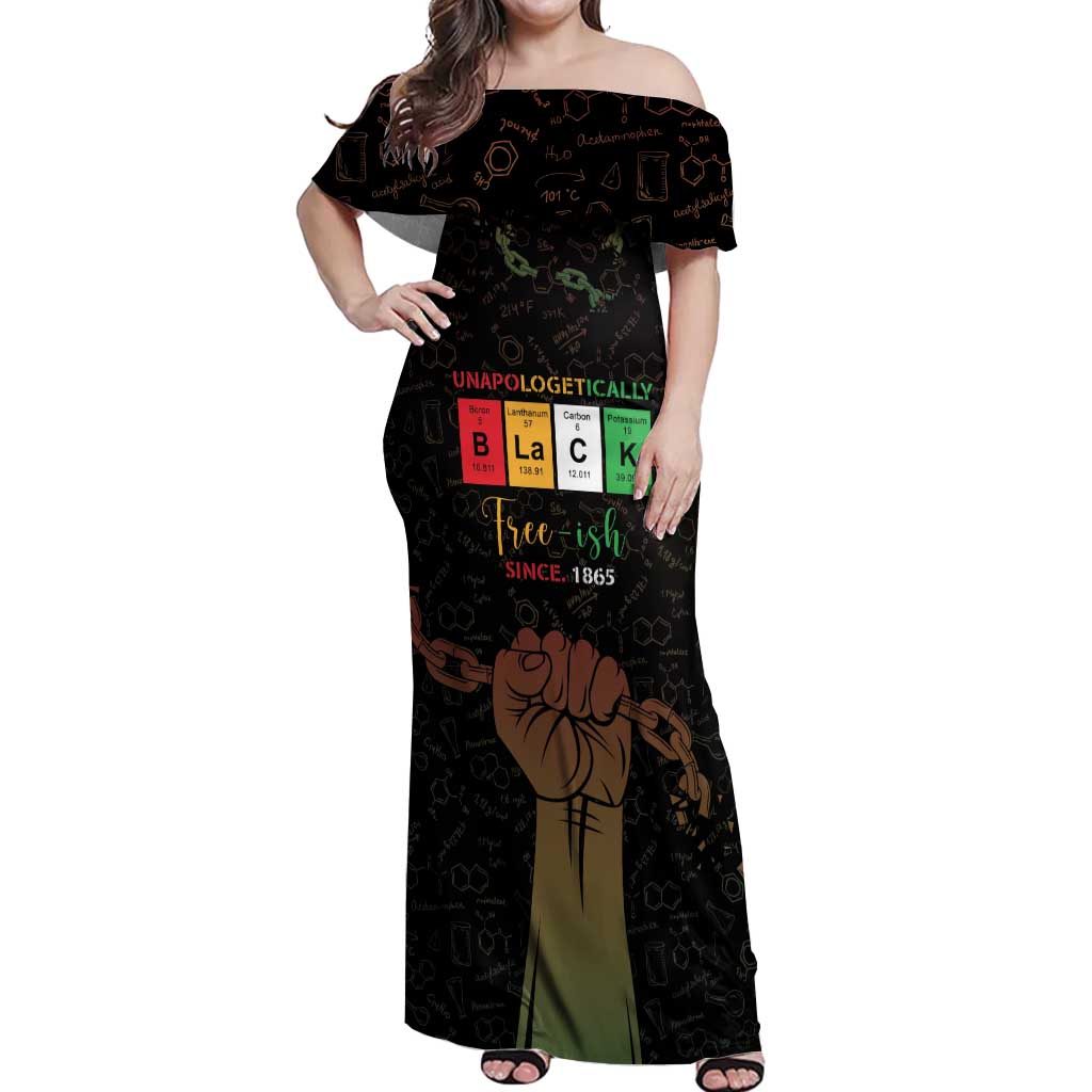 Juneteenth 1865 Off Shoulder Maxi Dress Unapologetically Black
