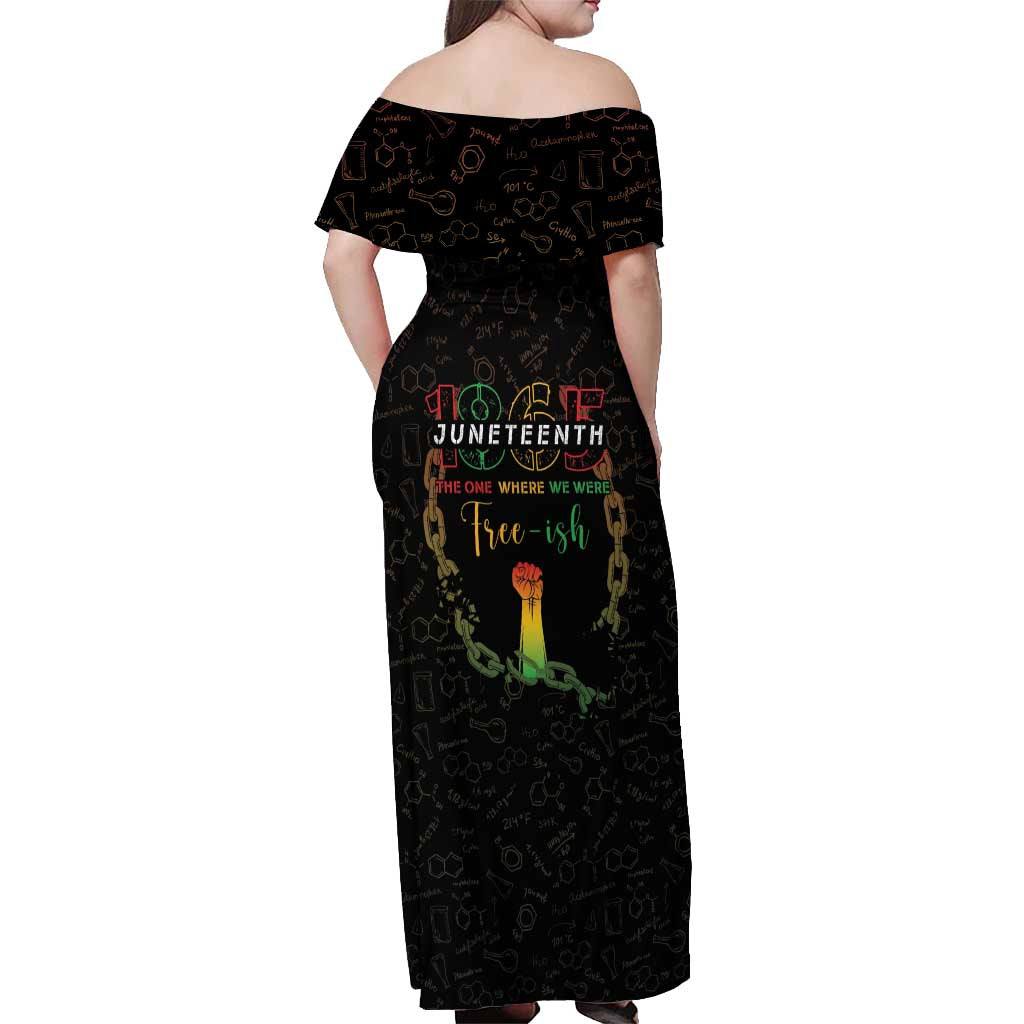 Juneteenth 1865 Off Shoulder Maxi Dress Unapologetically Black