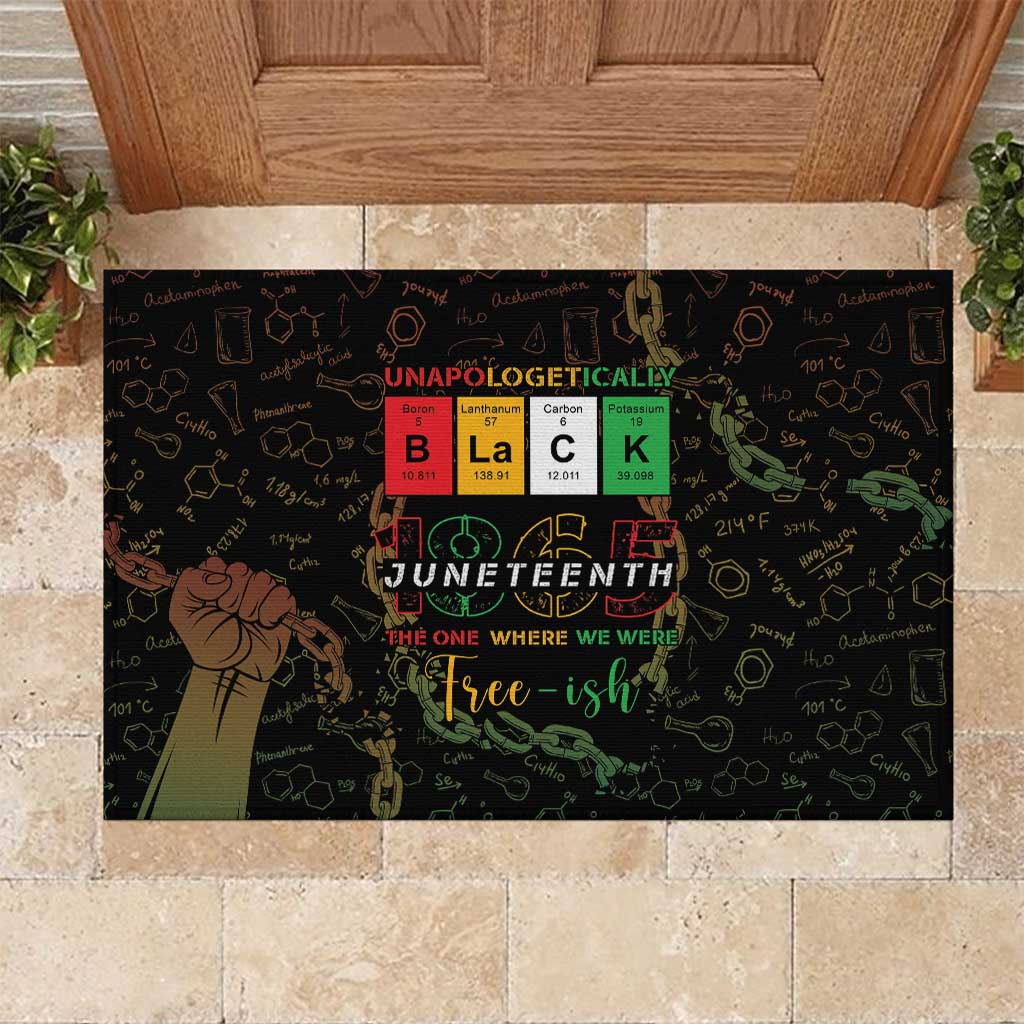 Juneteenth 1865 Rubber Doormat Unapologetically Black