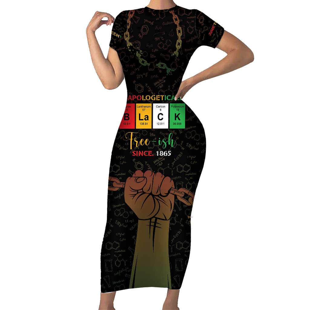 Juneteenth 1865 Short Sleeve Bodycon Dress Unapologetically Black
