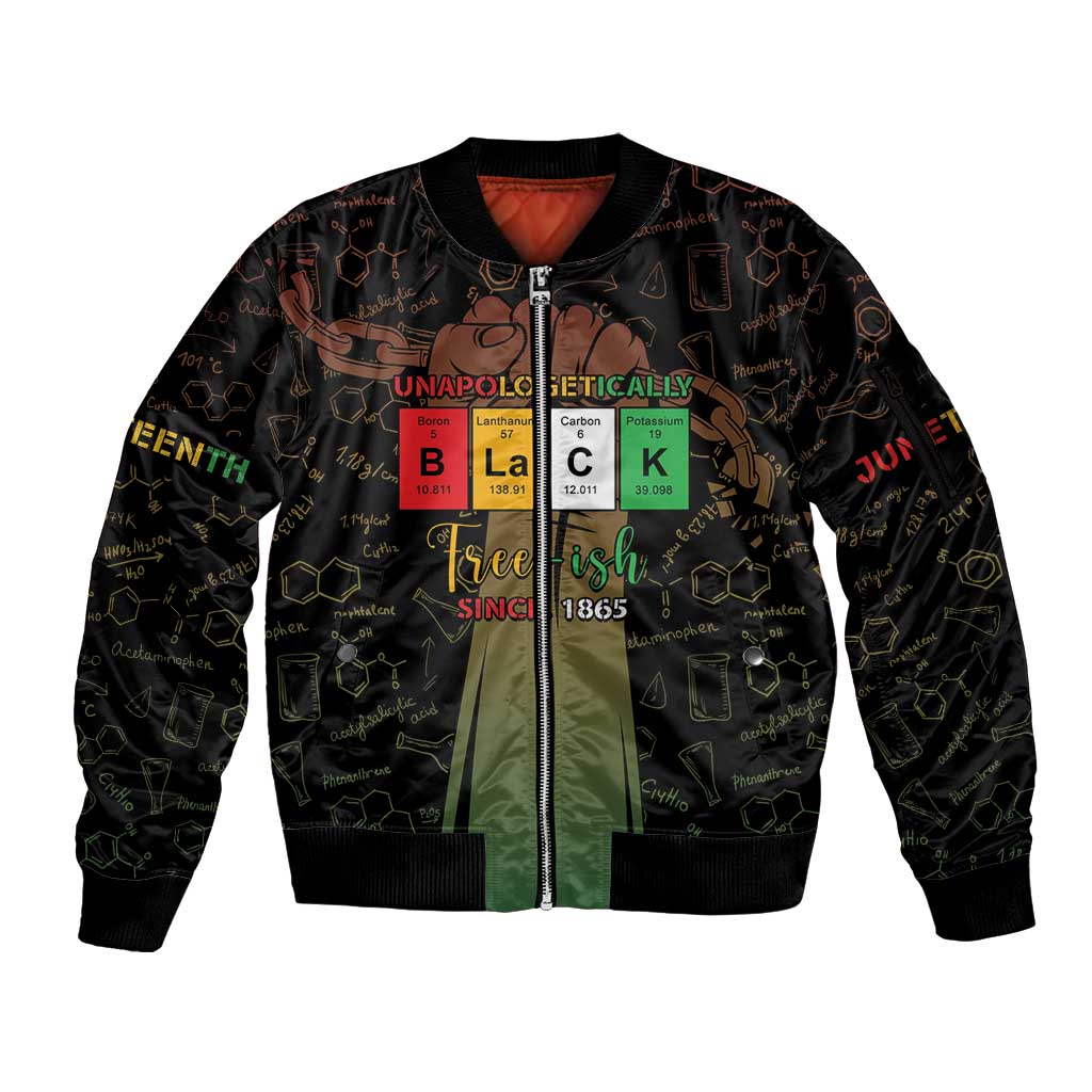 Juneteenth 1865 Sleeve Zip Bomber Jacket Unapologetically Black