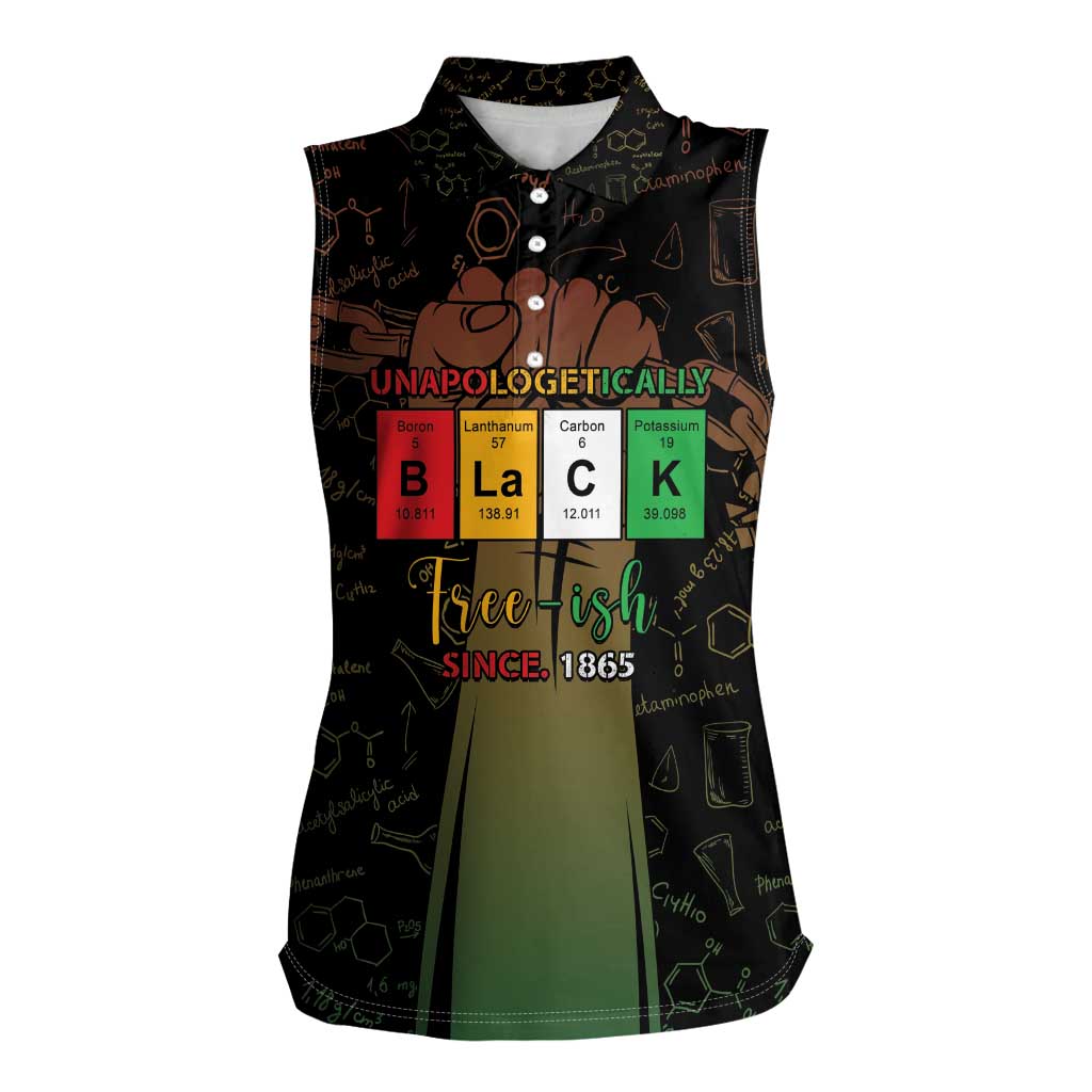 Juneteenth 1865 Women Sleeveless Polo Shirt Unapologetically Black