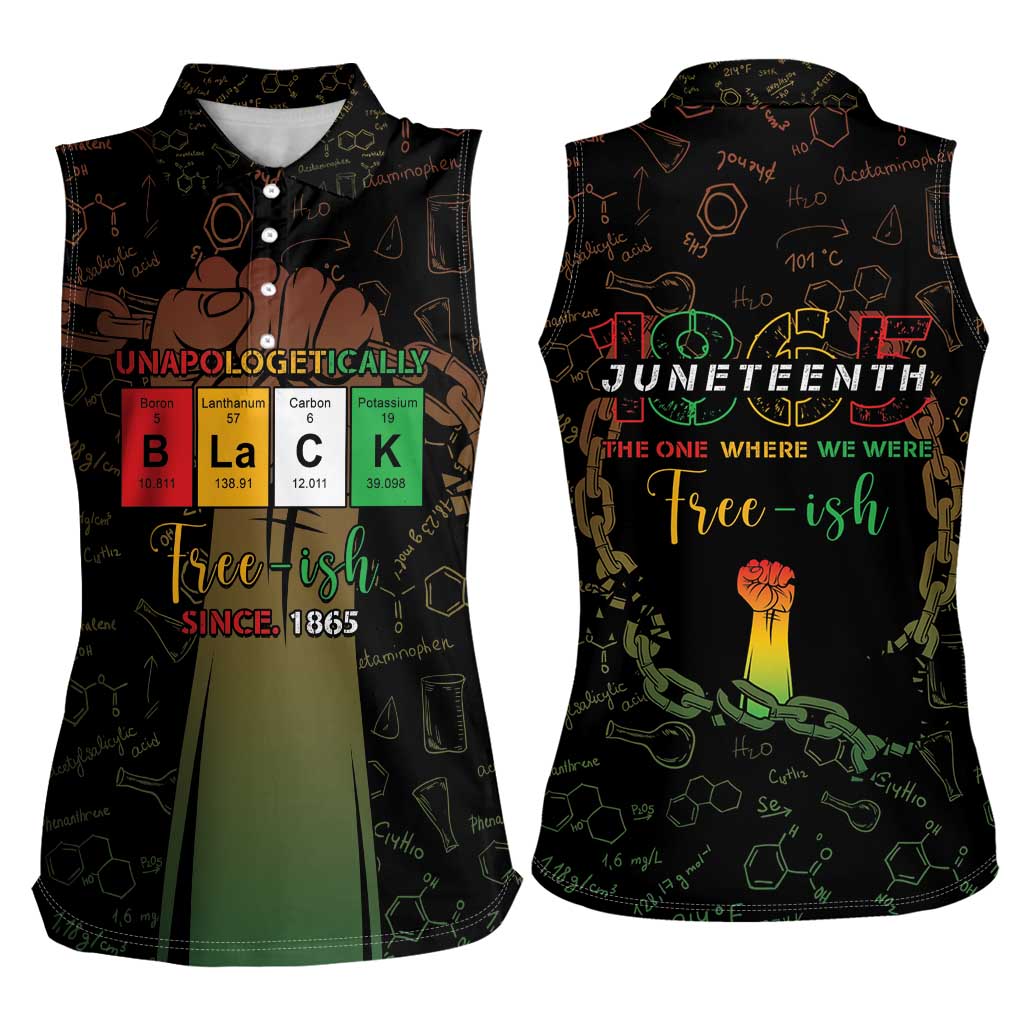 Juneteenth 1865 Women Sleeveless Polo Shirt Unapologetically Black