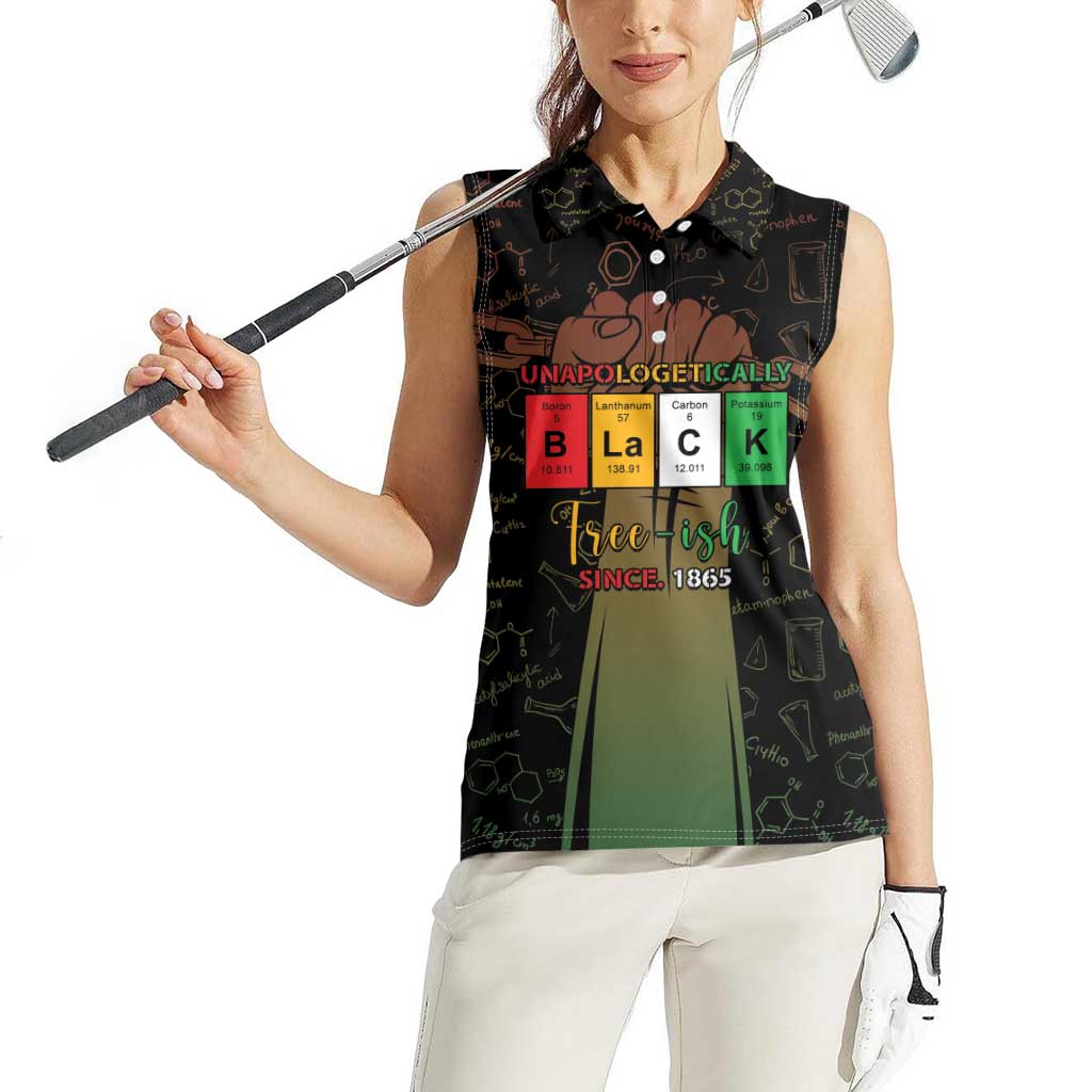 Juneteenth 1865 Women Sleeveless Polo Shirt Unapologetically Black