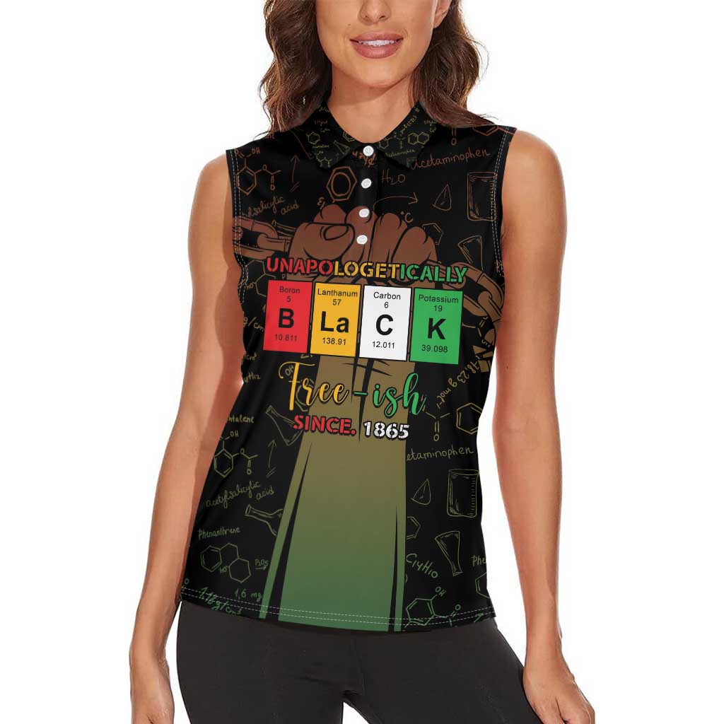 Juneteenth 1865 Women Sleeveless Polo Shirt Unapologetically Black