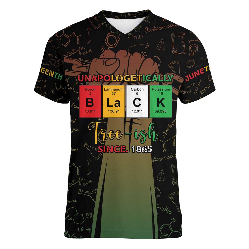 Juneteenth 1865 Women V-Neck T-Shirt Unapologetically Black