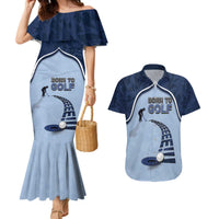 Golf Couples Matching Mermaid Dress and Hawaiian Shirt Sporty Style Navy - Wonder Print Shop
