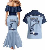 Golf Couples Matching Mermaid Dress and Hawaiian Shirt Sporty Style Navy - Wonder Print Shop