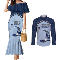 Golf Couples Matching Mermaid Dress and Long Sleeve Button Shirt Sporty Style Navy - Wonder Print Shop