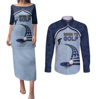 Golf Couples Matching Puletasi and Long Sleeve Button Shirt Sporty Style Navy - Wonder Print Shop