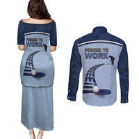 Golf Couples Matching Puletasi and Long Sleeve Button Shirt Sporty Style Navy - Wonder Print Shop