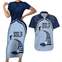 Golf Couples Matching Short Sleeve Bodycon Dress and Hawaiian Shirt Sporty Style Navy - Wonder Print Shop