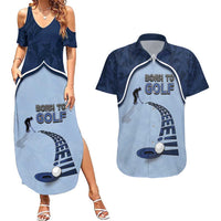 Golf Couples Matching Summer Maxi Dress and Hawaiian Shirt Sporty Style Navy - Wonder Print Shop