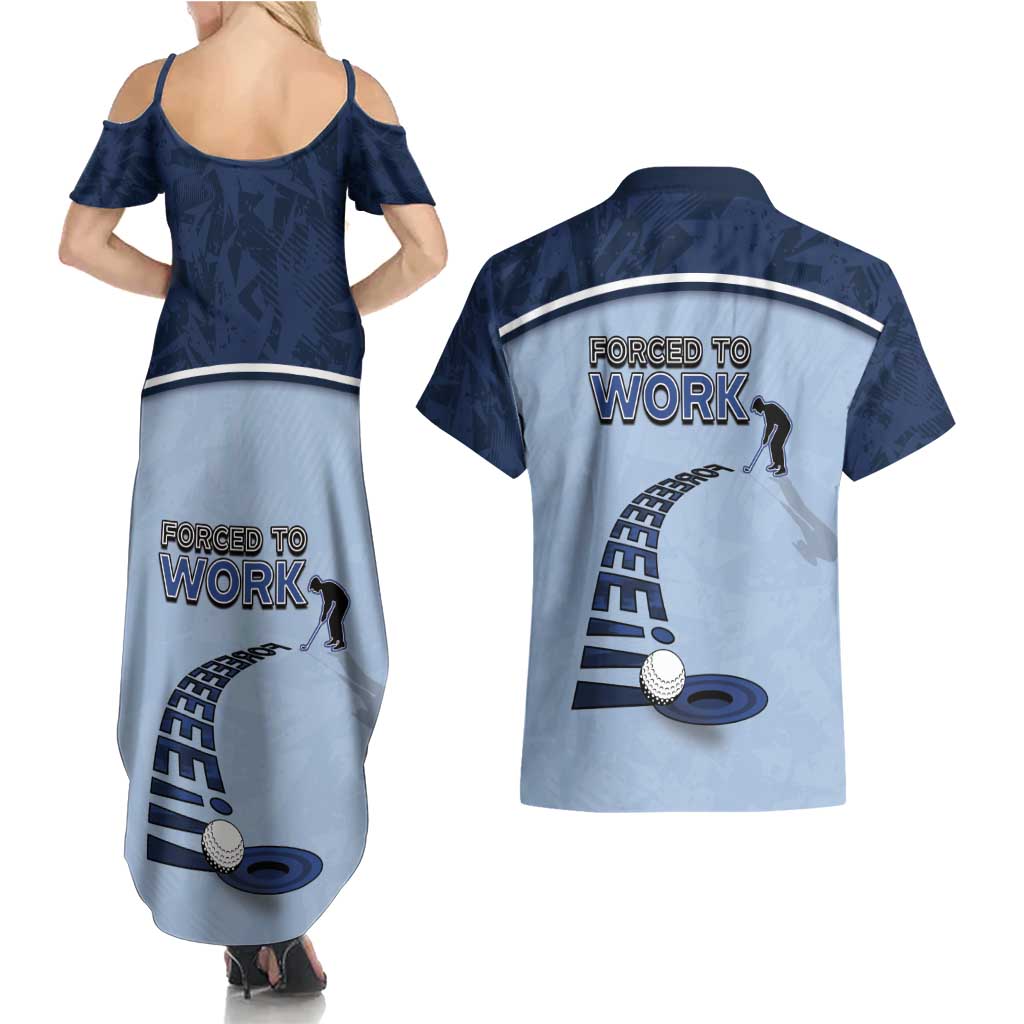 Golf Couples Matching Summer Maxi Dress and Hawaiian Shirt Sporty Style Navy - Wonder Print Shop