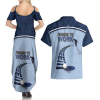 Golf Couples Matching Summer Maxi Dress and Hawaiian Shirt Sporty Style Navy - Wonder Print Shop