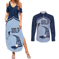 Golf Couples Matching Summer Maxi Dress and Long Sleeve Button Shirt Sporty Style Navy - Wonder Print Shop