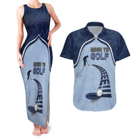 Golf Couples Matching Tank Maxi Dress and Hawaiian Shirt Sporty Style Navy - Wonder Print Shop