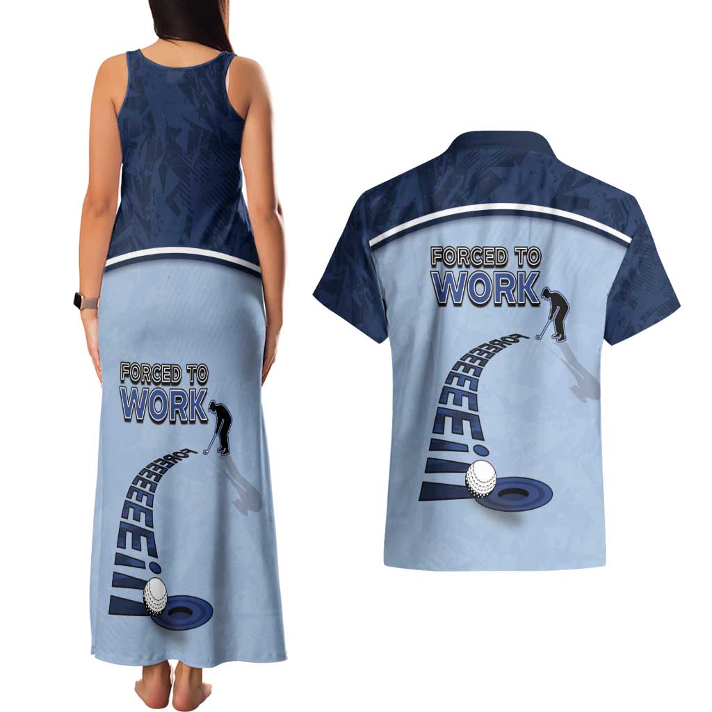 Golf Couples Matching Tank Maxi Dress and Hawaiian Shirt Sporty Style Navy - Wonder Print Shop