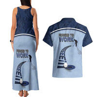Golf Couples Matching Tank Maxi Dress and Hawaiian Shirt Sporty Style Navy - Wonder Print Shop