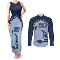 Golf Couples Matching Tank Maxi Dress and Long Sleeve Button Shirt Sporty Style Navy - Wonder Print Shop