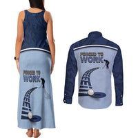 Golf Couples Matching Tank Maxi Dress and Long Sleeve Button Shirt Sporty Style Navy - Wonder Print Shop