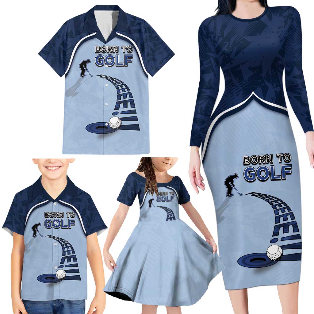 Golf Family Matching Long Sleeve Bodycon Dress and Hawaiian Shirt Sporty Style Navy - Wonder Print Shop