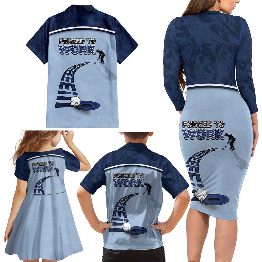 Golf Family Matching Long Sleeve Bodycon Dress and Hawaiian Shirt Sporty Style Navy - Wonder Print Shop