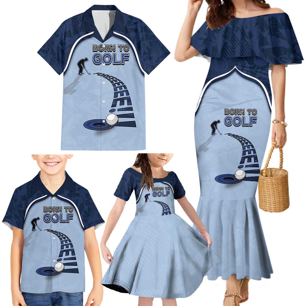 Golf Family Matching Mermaid Dress and Hawaiian Shirt Sporty Style Navy - Wonder Print Shop