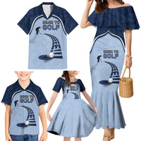 Golf Family Matching Mermaid Dress and Hawaiian Shirt Sporty Style Navy - Wonder Print Shop
