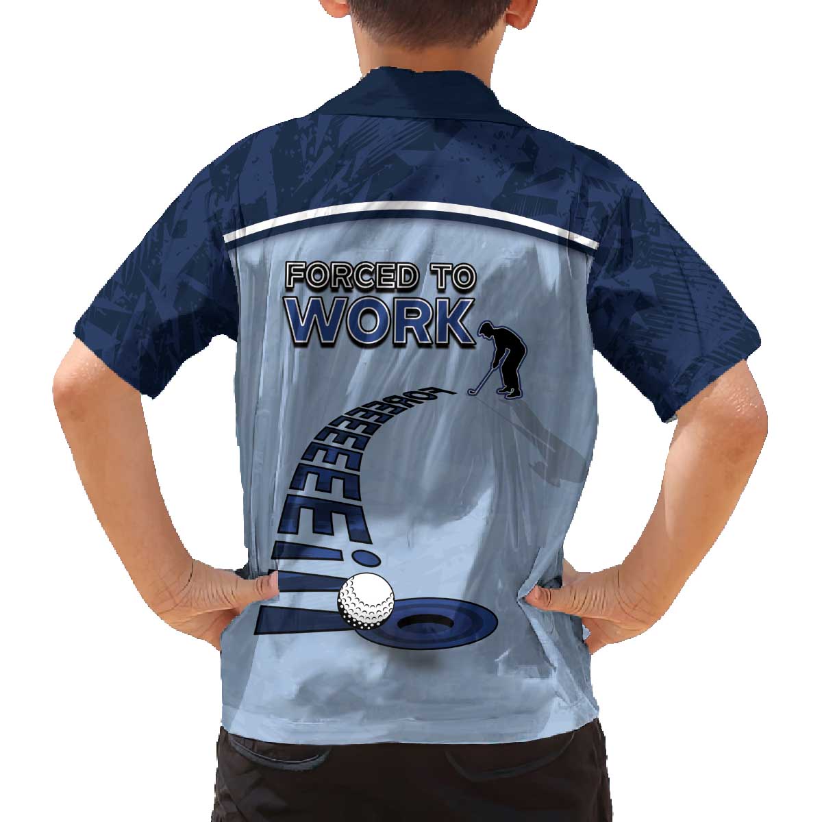 Golf Family Matching Off The Shoulder Long Sleeve Dress and Hawaiian Shirt Sporty Style Navy - Wonder Print Shop