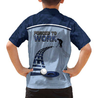 Golf Family Matching Off The Shoulder Long Sleeve Dress and Hawaiian Shirt Sporty Style Navy - Wonder Print Shop