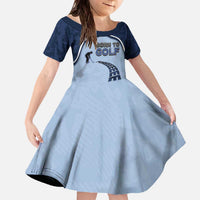 Golf Family Matching Off The Shoulder Long Sleeve Dress and Hawaiian Shirt Sporty Style Navy - Wonder Print Shop