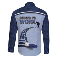 Golf Family Matching Off The Shoulder Long Sleeve Dress and Hawaiian Shirt Sporty Style Navy - Wonder Print Shop