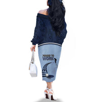 Golf Family Matching Off The Shoulder Long Sleeve Dress and Hawaiian Shirt Sporty Style Navy - Wonder Print Shop