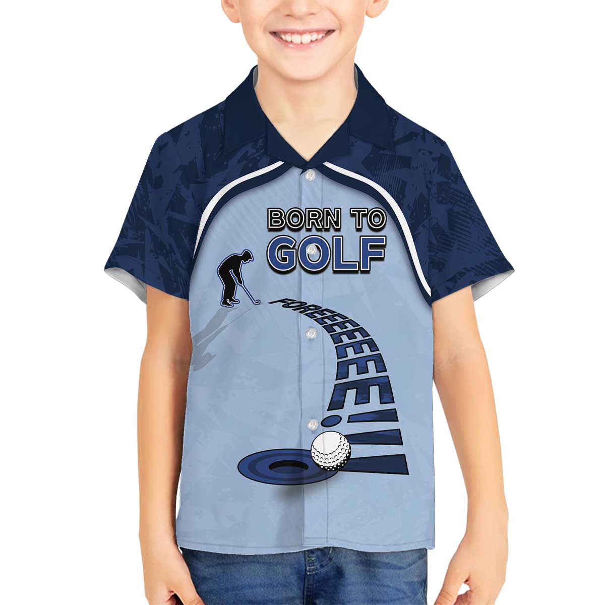 Golf Family Matching Off The Shoulder Long Sleeve Dress and Hawaiian Shirt Sporty Style Navy - Wonder Print Shop