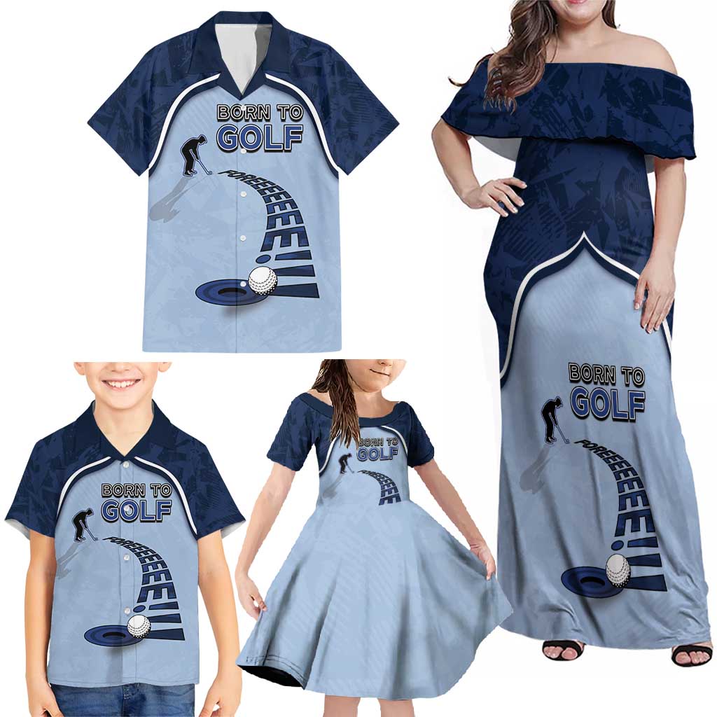 Golf Family Matching Off Shoulder Maxi Dress and Hawaiian Shirt Sporty Style Navy - Wonder Print Shop