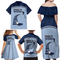 Golf Family Matching Off Shoulder Maxi Dress and Hawaiian Shirt Sporty Style Navy - Wonder Print Shop