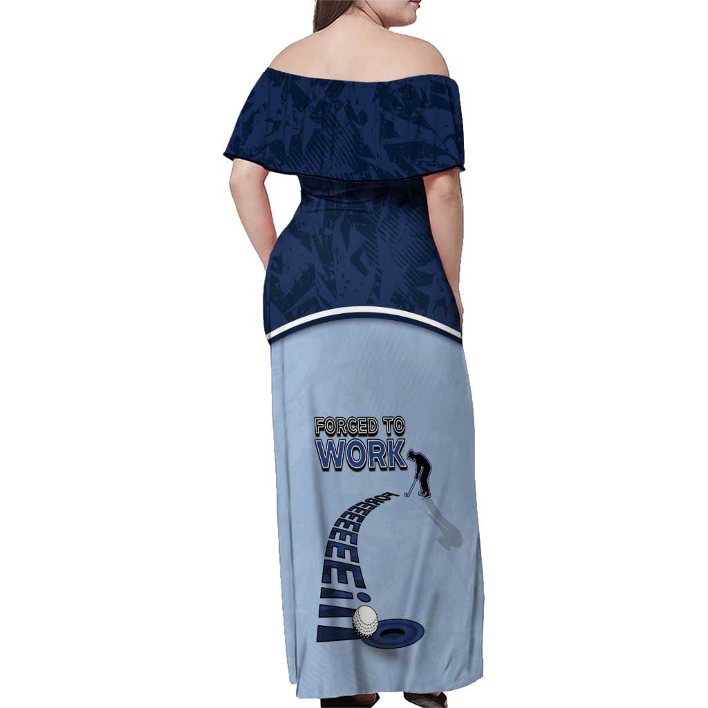 Golf Family Matching Off Shoulder Maxi Dress and Hawaiian Shirt Sporty Style Navy - Wonder Print Shop