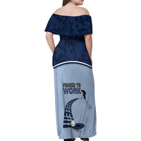 Golf Family Matching Off Shoulder Maxi Dress and Hawaiian Shirt Sporty Style Navy - Wonder Print Shop