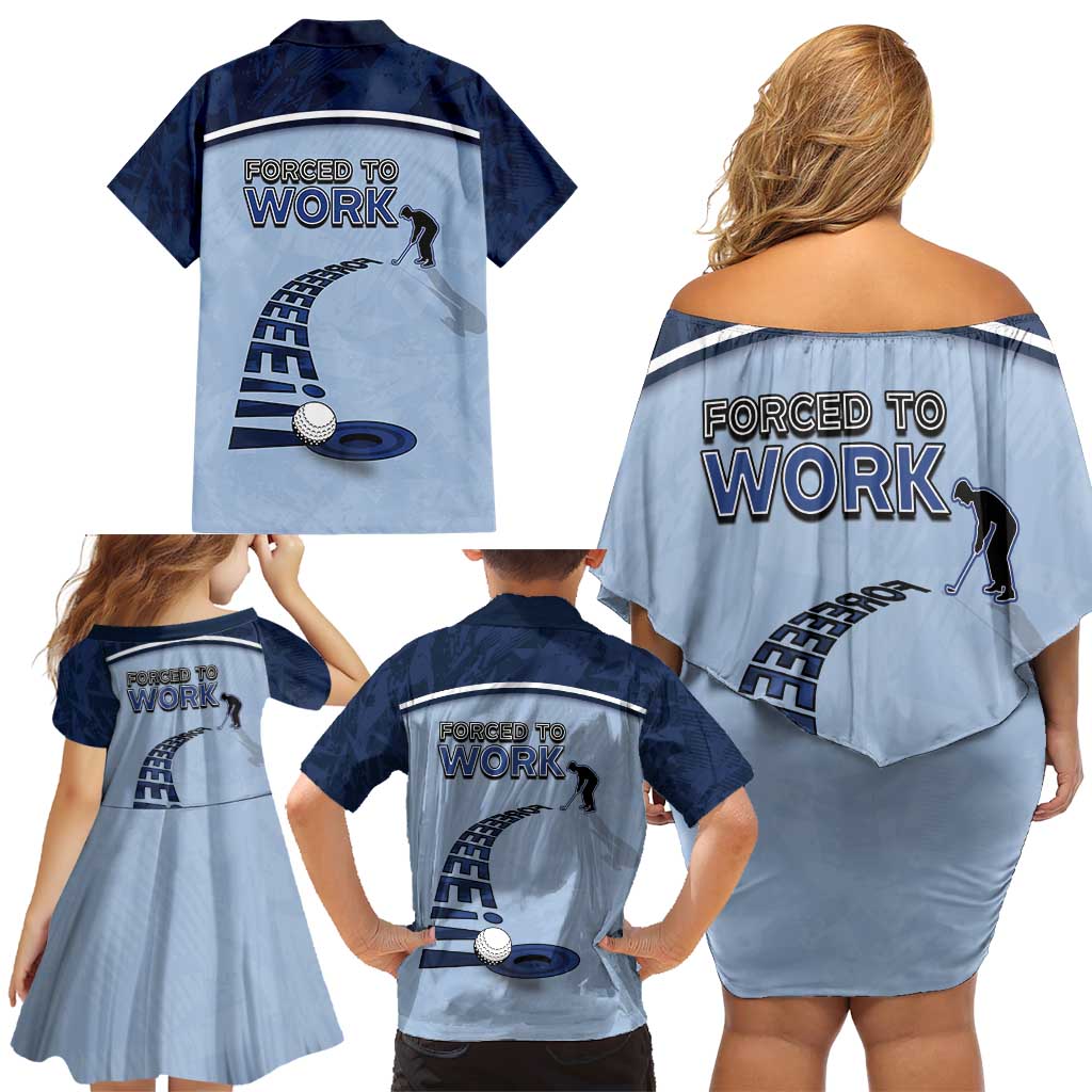 Golf Family Matching Off Shoulder Short Dress and Hawaiian Shirt Sporty Style Navy - Wonder Print Shop