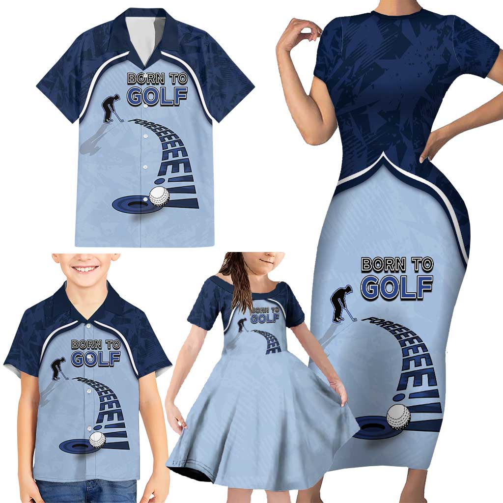 Golf Family Matching Short Sleeve Bodycon Dress and Hawaiian Shirt Sporty Style Navy - Wonder Print Shop