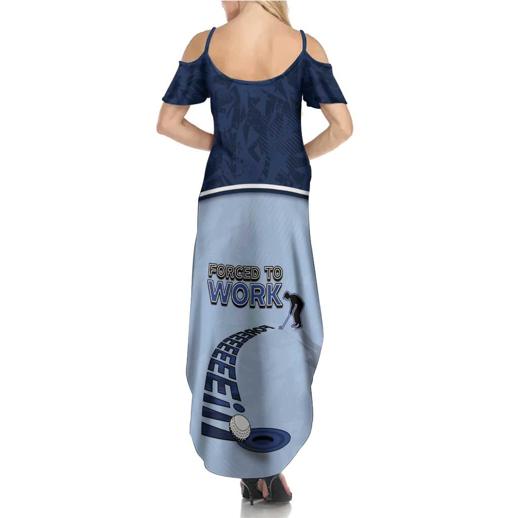 Golf Family Matching Summer Maxi Dress and Hawaiian Shirt Sporty Style Navy - Wonder Print Shop