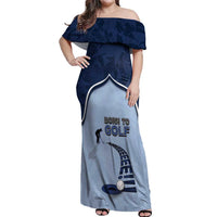 Golf Off Shoulder Maxi Dress Sporty Style Navy - Wonder Print Shop